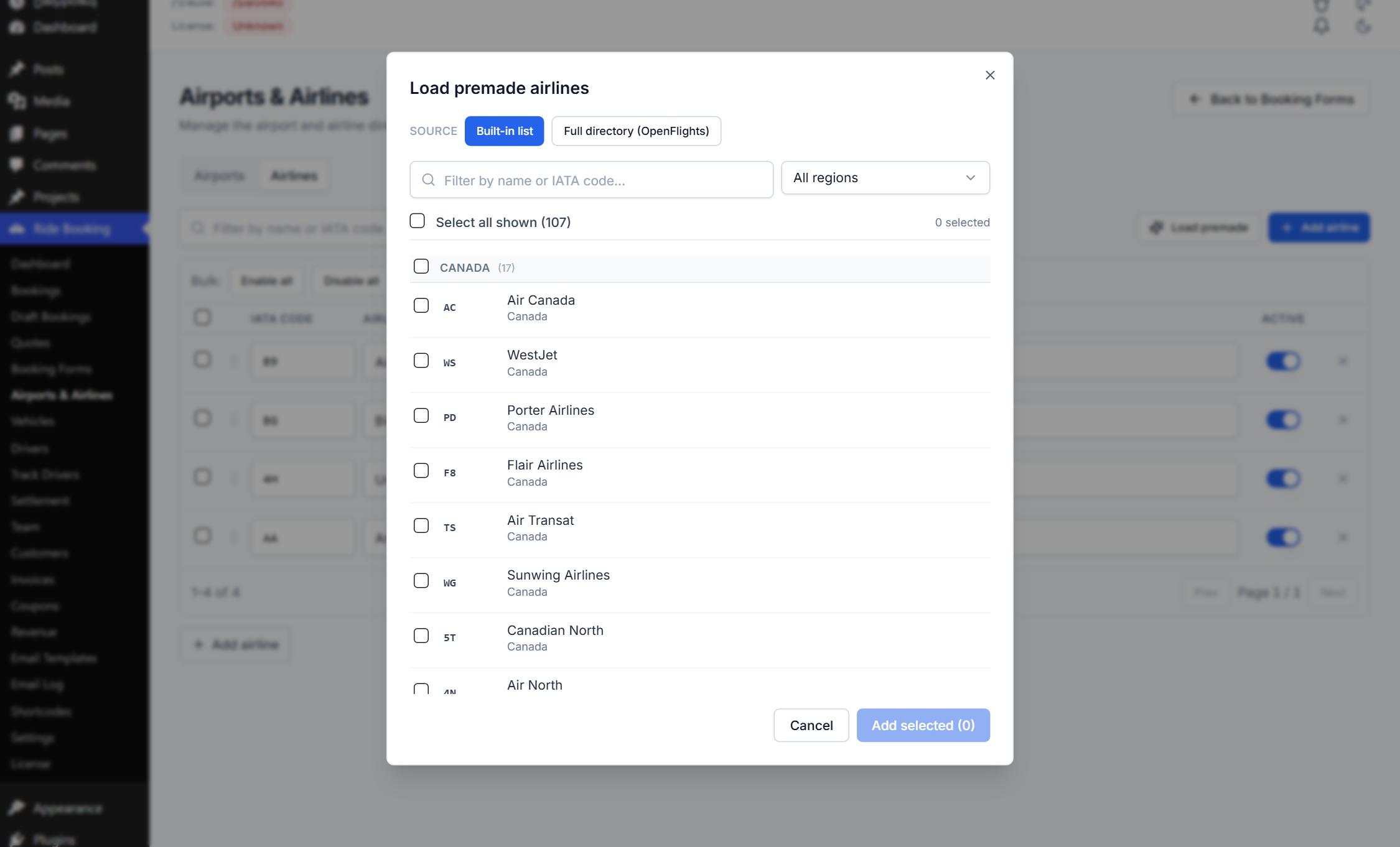Premade airlines