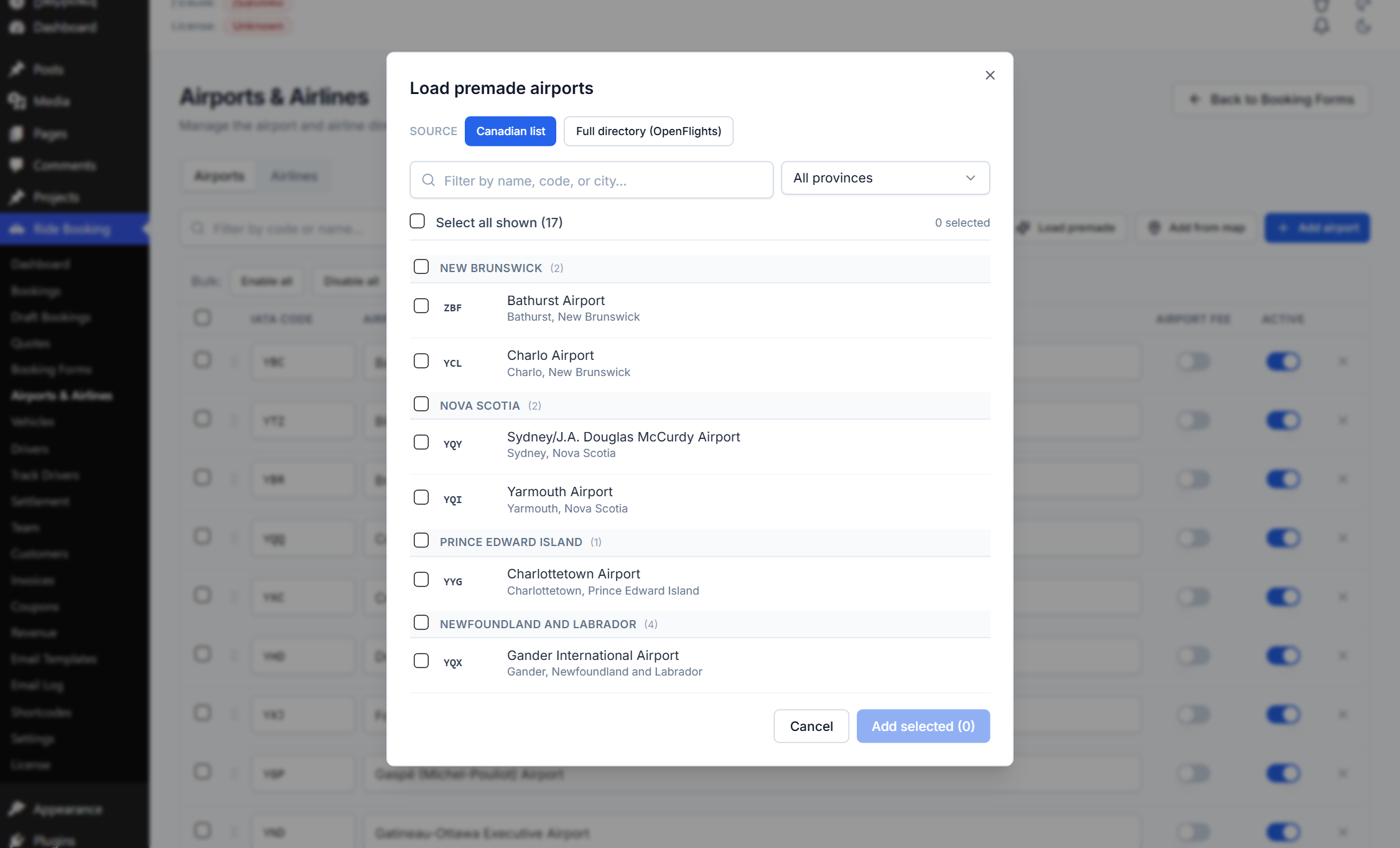 Premade — Canadian list