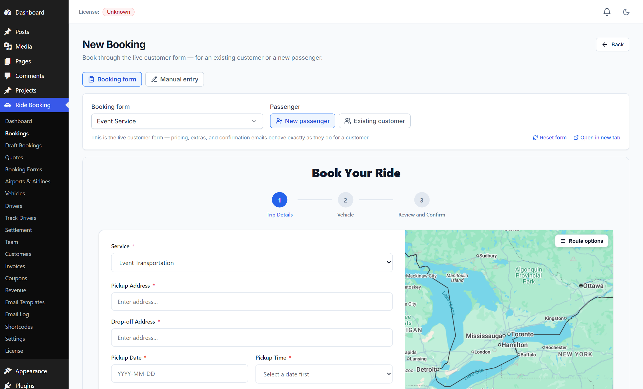New Booking — the two modes