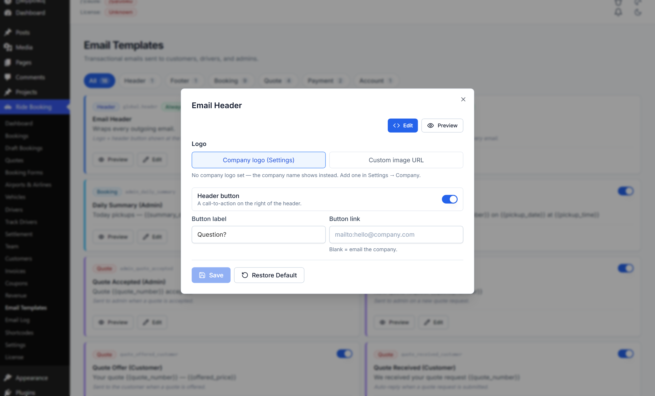 Header & footer branding