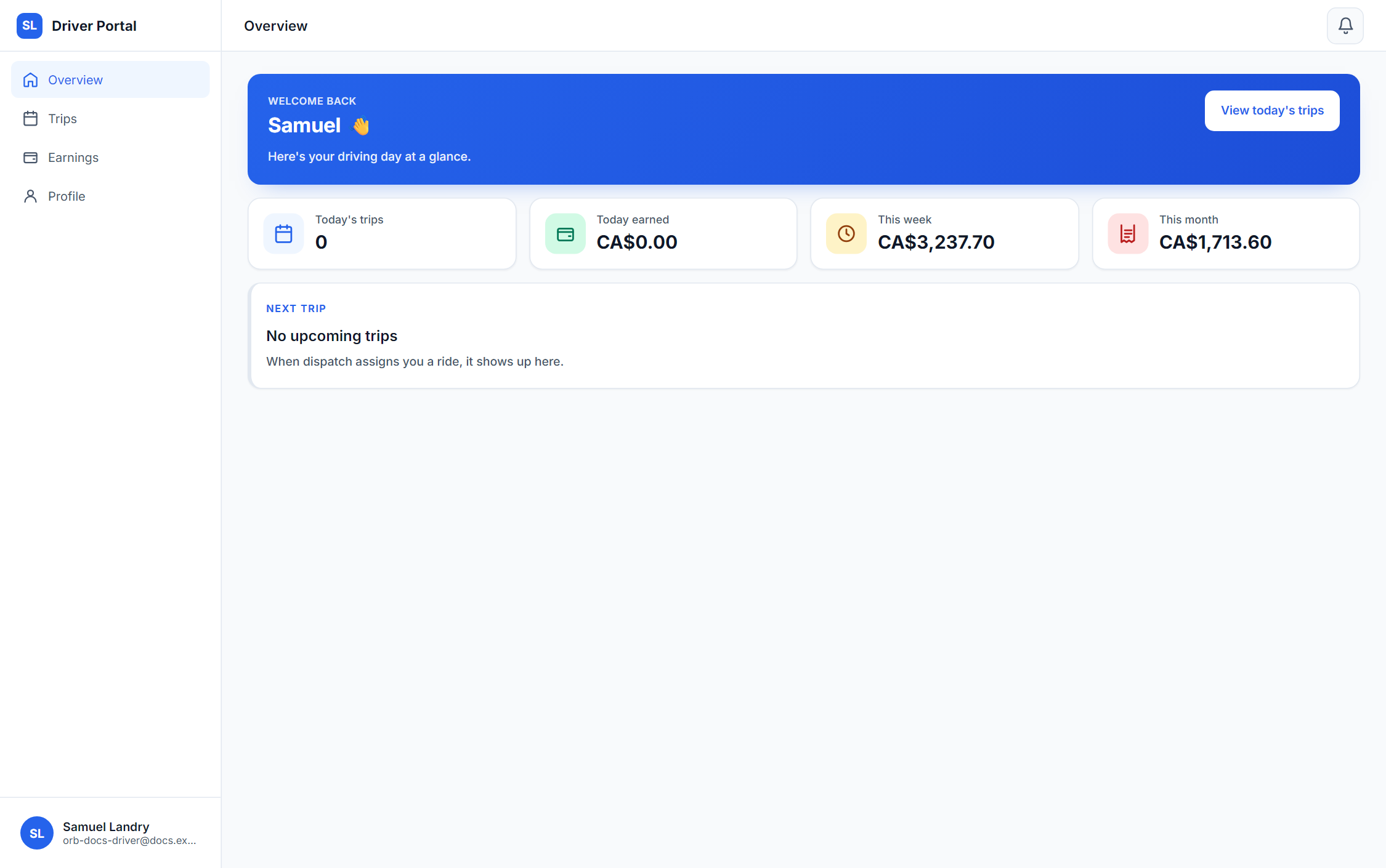 The driver portal overview