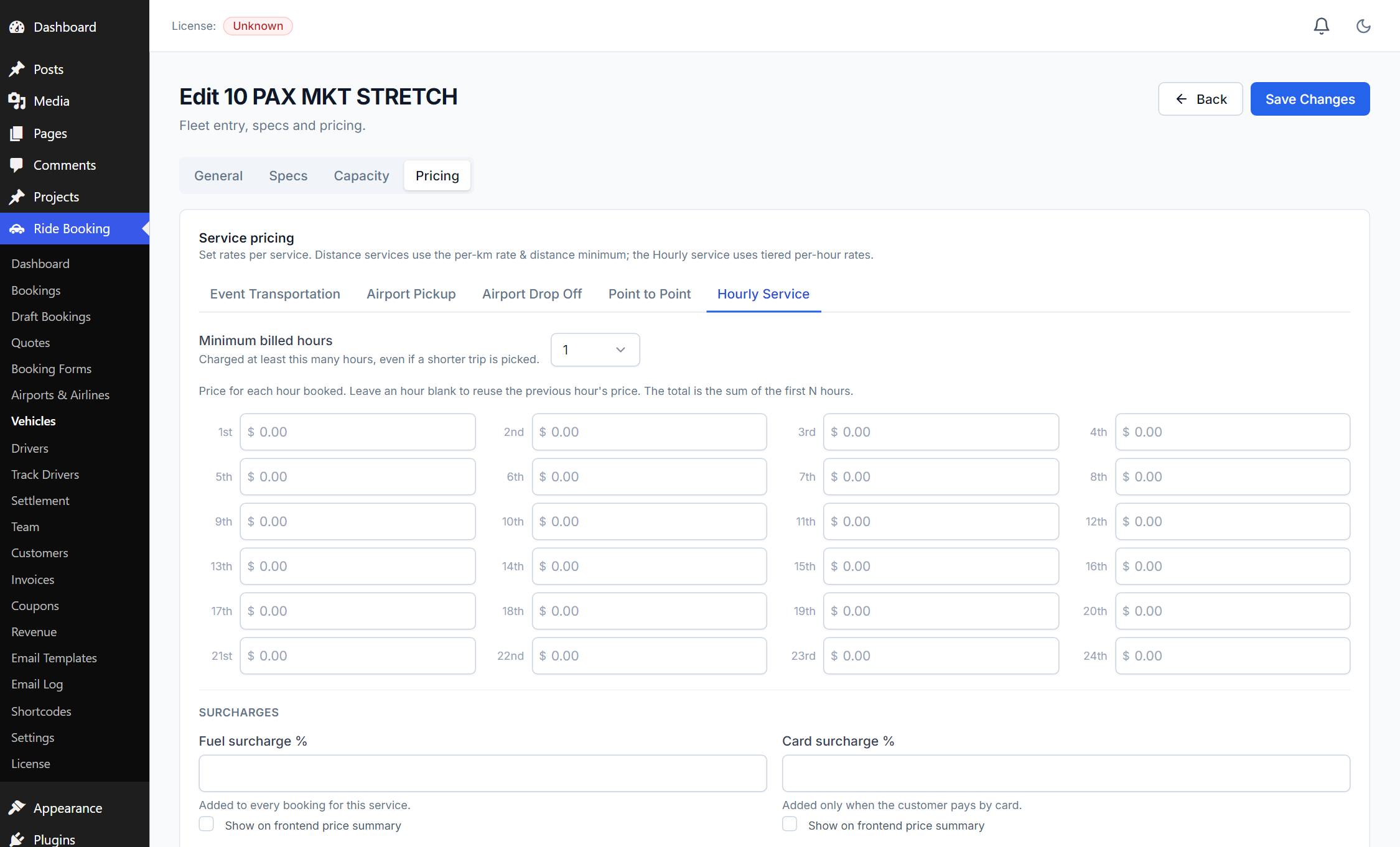 Hourly tiered rates